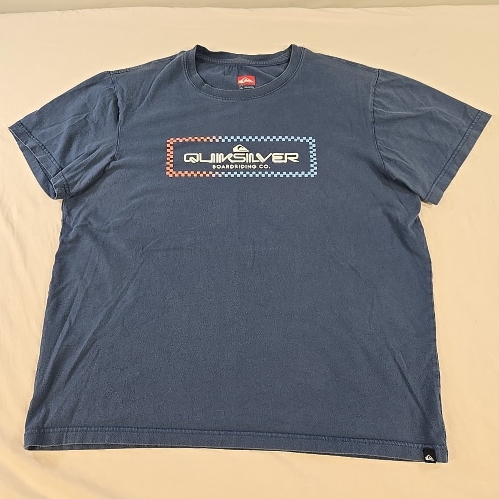 Quiksilver Boardriding T-shirt Mens Size Large Blue Graphic Y2K Surf Skate